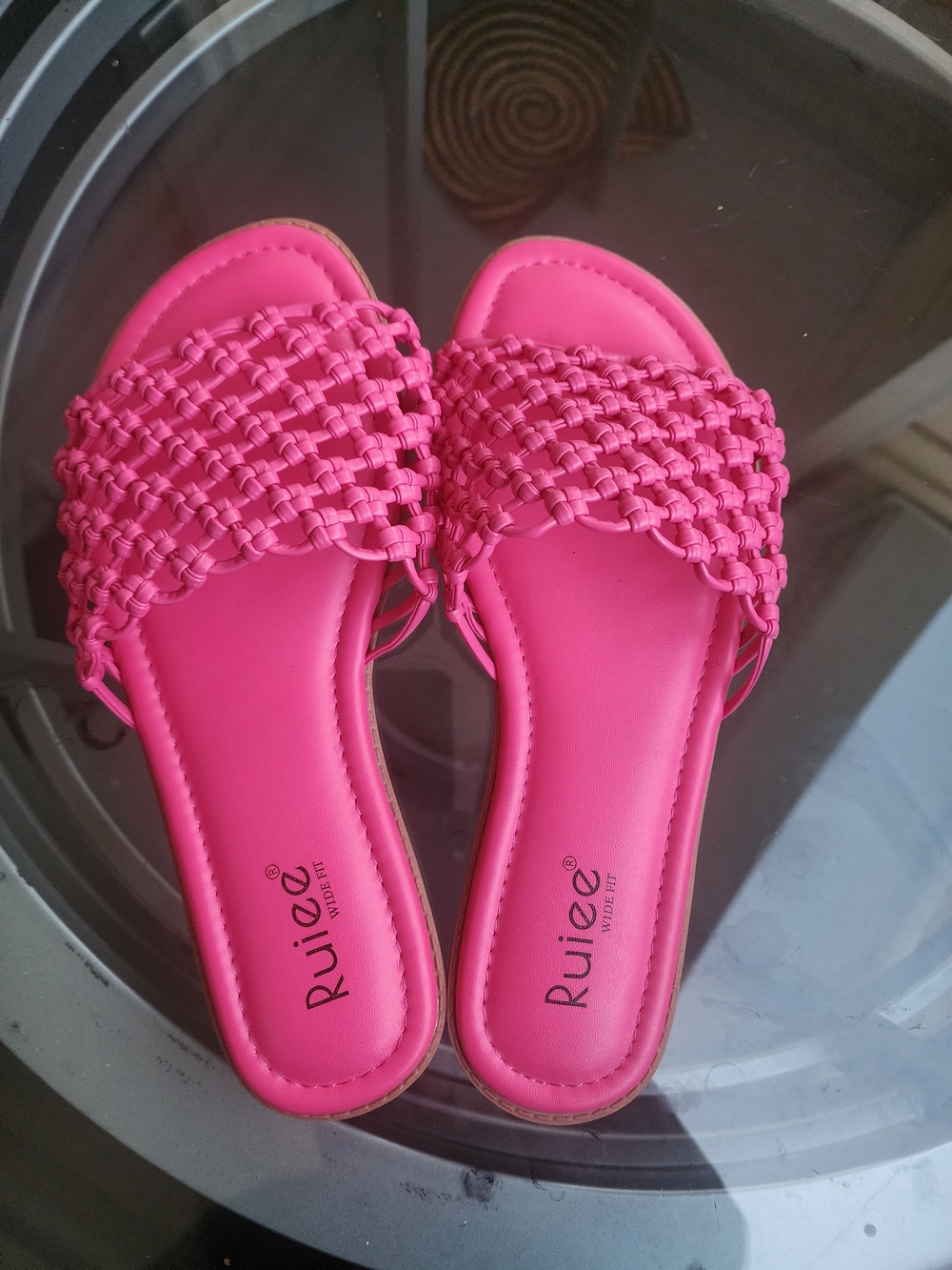 & Other Stories Hot Pink Woven Slide Sandals